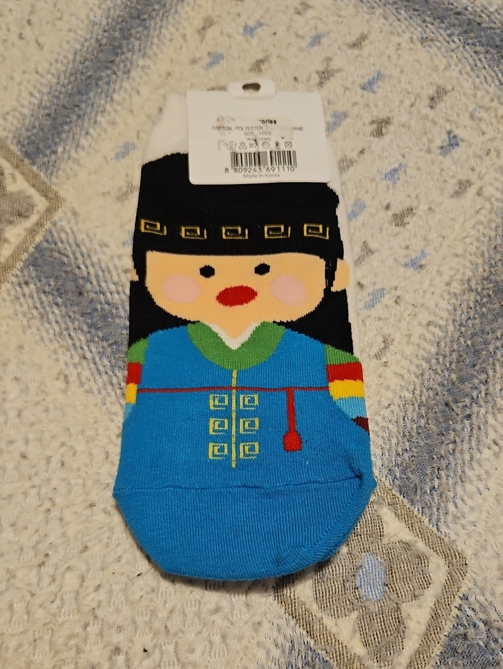 Kiss Socks Blue Black Multicolor Girl Novelty Ankle Socks - Picture 4 of 5